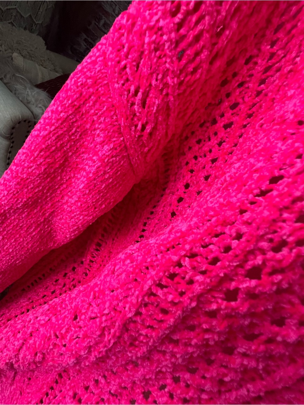 New York & Company Vibrant Hot Pink Cable-Knit Crew Sweater sz Large - Picture 5 of 5